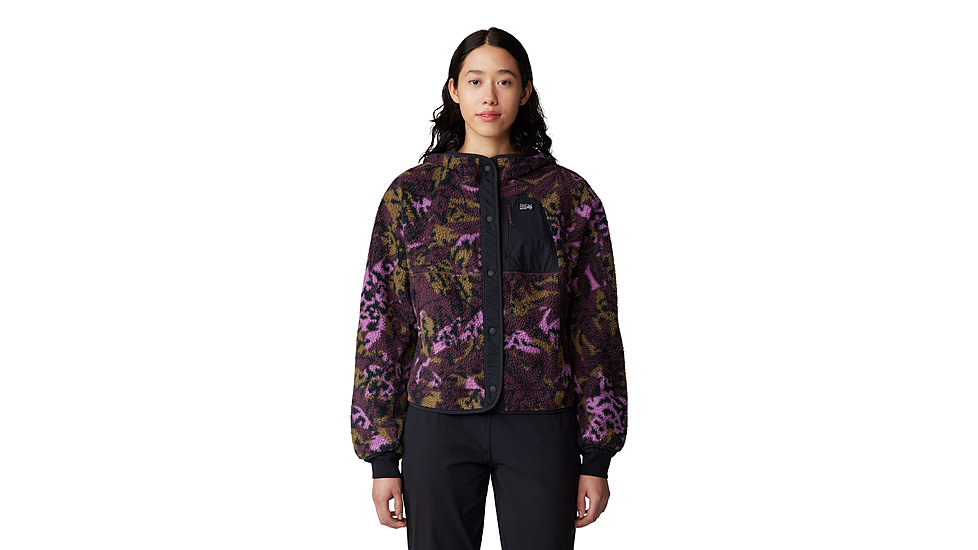 Mountain Hardwear HiCamp Fleece Snap Front Jacket - Womens, Blackberry Forests Floor Print, Large, 2083701514-L