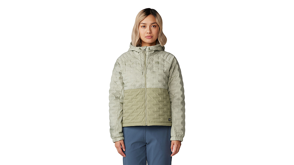 Mountain Hardwear Stretchdown Light Full Zip Hoody - Womens, White Sage Vapors Print, Mantis Green, Extra Large, 2077681341-XL