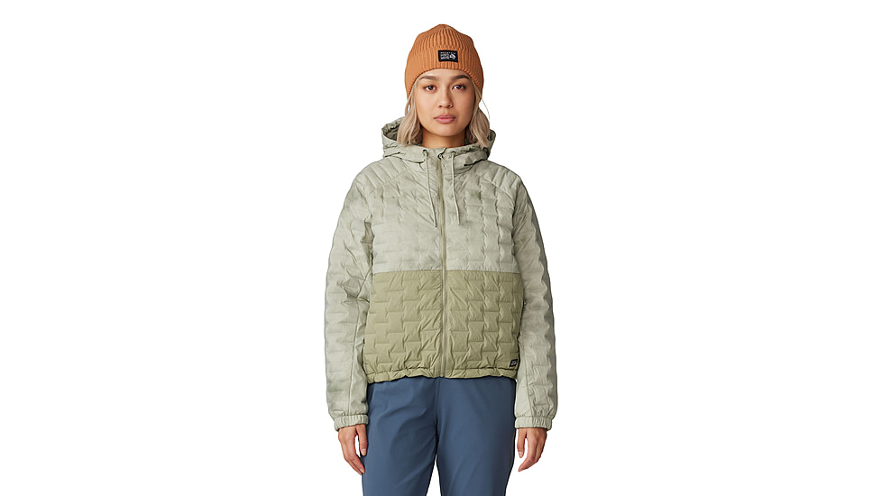Mountain Hardwear Stretchdown Light Full Zip Hoody - Womens, White Sage Vapors Print, Mantis Green, Extra Large, 2077681341-XL