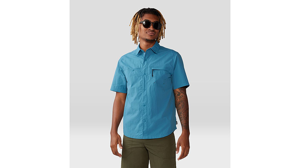 Mountain Hardwear Stryder Short Sleeve Shirt - Mens, Caspian, Small, 2070501442-S