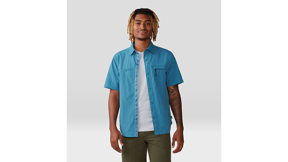 Mountain Hardwear Stryder Short Sleeve Shirt - Mens, Caspian, Small, 2070501442-S