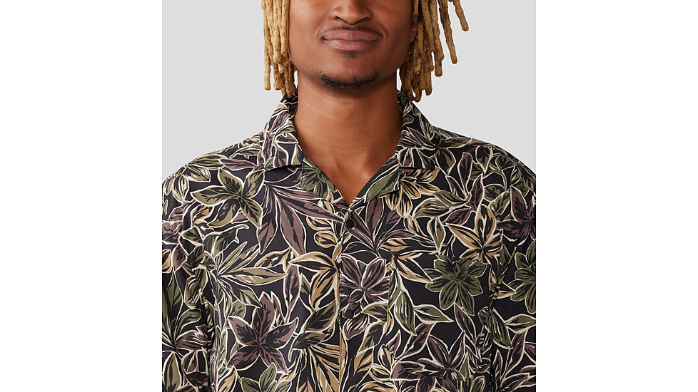 Mountain Hardwear Trail Sender Camp Shirt - Mens, Black Floral Print, Medium, 2075061010-M