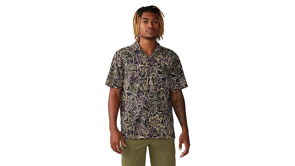 Mountain Hardwear Trail Sender Camp Shirt - Mens, Black Floral Print, Medium, 2075061010-M