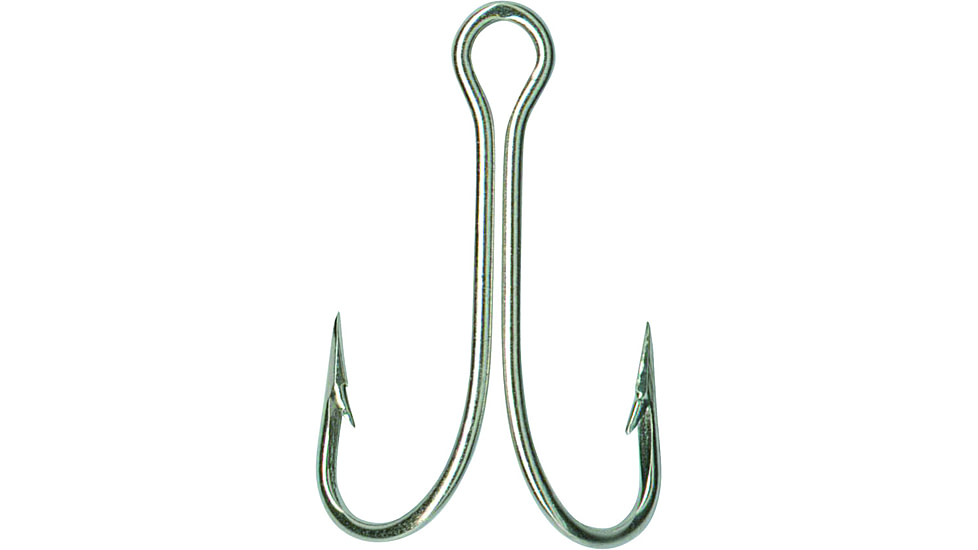 Mustad Classic Double Hook, Open Shank Ringed Eye, Nickel, Size 3/0, 100 per Pack, 7825-NI-3/0-100