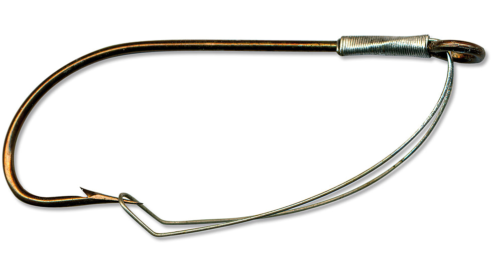 Mustad Classic Worm Hook, Weedless/Sproat Bend Ringed Eye, Bronze, Size 2/0, 3 per Pack, W3369A-2/0-3