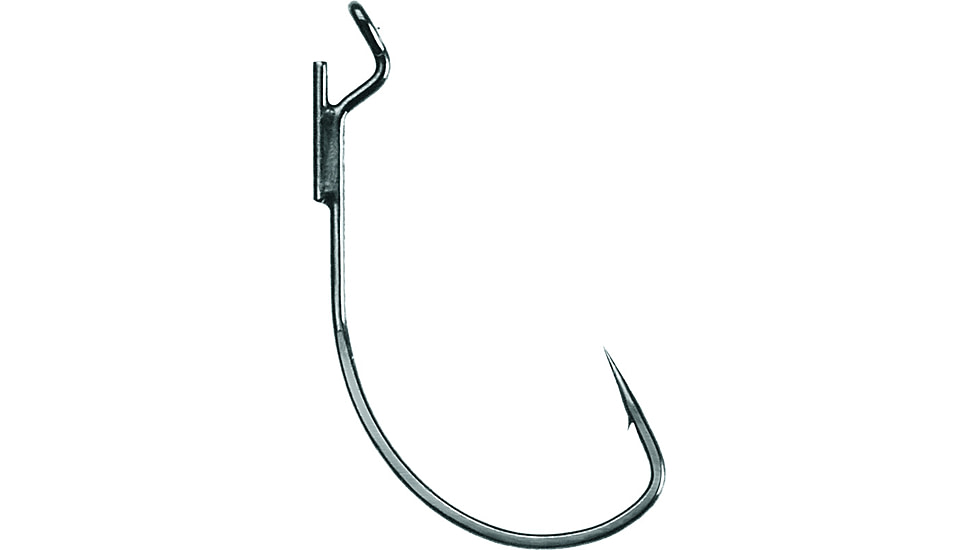 Mustad Ultrapoint Grip-Pin KVD WormHook, Needle Point, Extra Wide Gap, Ringed Eye, Black Nickel, Size 5/0, 5 per Pack, 38101NP-BN-5/0-5U