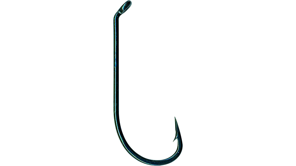 Mustad Virginia Hook, Slightly Curved/Hollow Point, Down Eye, Blue, Size 5, 100 per Pack, 4011D-BU-5-100