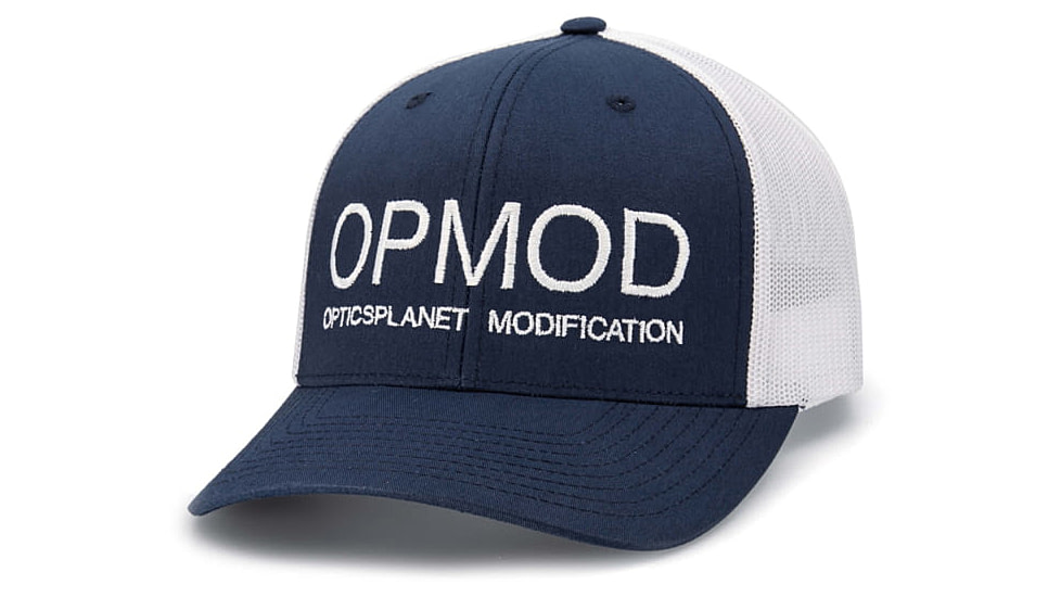OPMOD Trucker Hat Embroidered Logo, Dark Navy/White, OPM-Dark Navy/White