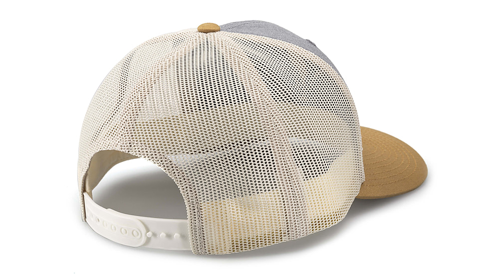 OPMOD Trucker Hat Embroidered Logo, Heather Grey/Birch/Biscuit, OPMBist-HeatGrey/Bir