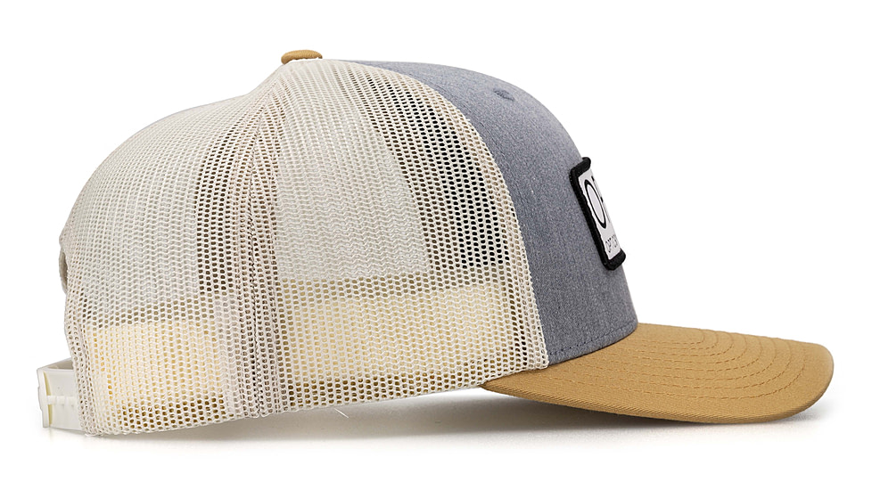 OPMOD Trucker Hat Embroidered Patch, Heather Grey/Birch/Biscuit, OPMHea Greiscuit-Heath/Bi