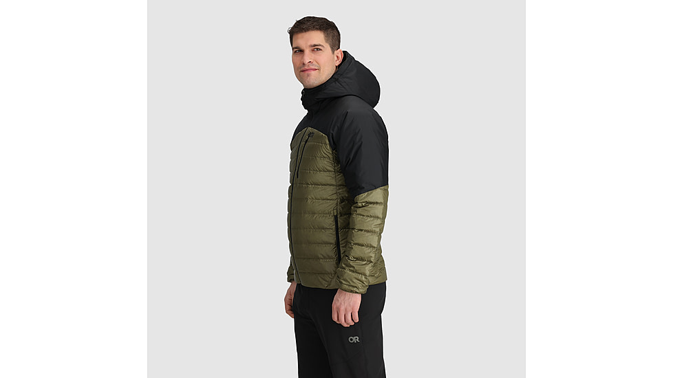 Outdoor Research Helium Down Hoodie Jacket - Mens, Ranger Green/Black, S, 2775722779006