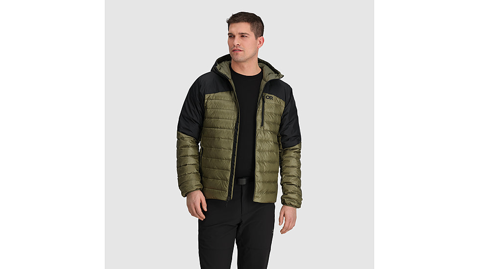 Outdoor Research Helium Down Hoodie Jacket - Mens, Ranger Green/Black, S, 2775722779006