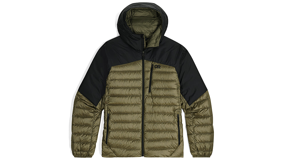 Outdoor Research Helium Down Hoodie Jacket - Mens, Ranger Green/Black, S, 2775722779006