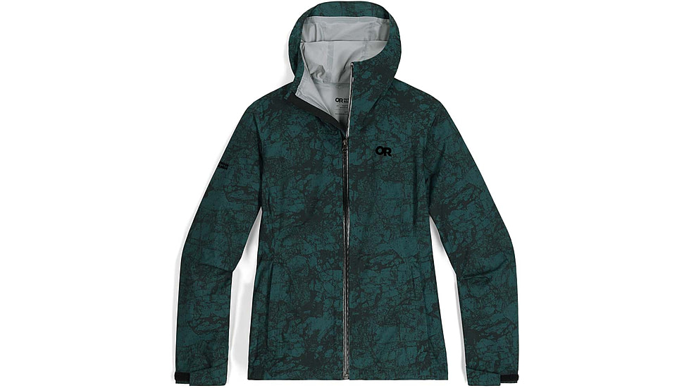 Outdoor Research Stratoburst Stretch Rain Jacket - Womens, Douglas Fir Print, Large, 3008942848008