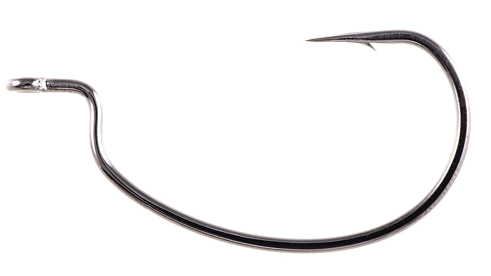 Owner Hooks Rign Bass N Hook with Cutting Point, Short Shank, Wide Gap, Black Chrome, Size 2/0, 6 Per Pack, 5137-121