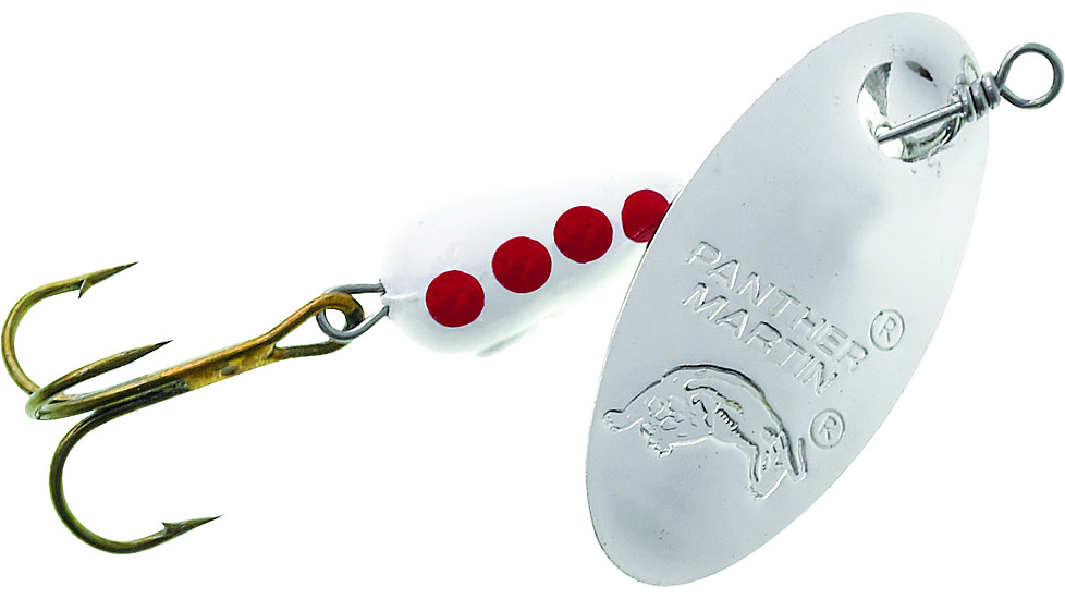 Panther Martin Classic Regular In-Line Spinner, #4, 1/8 oz Silver/White/Red, 4PMR-SWR