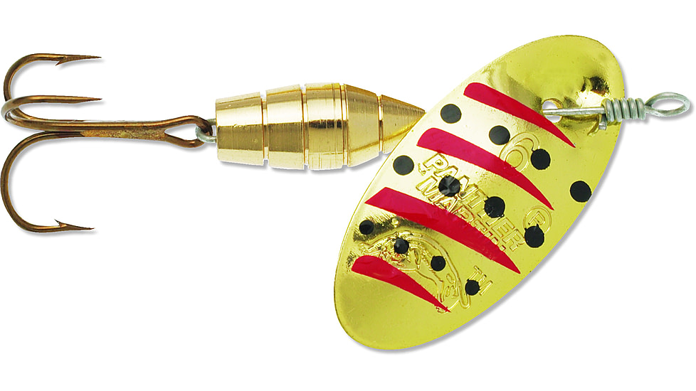 Panther Martin Deluxe Regular In-Line Spinner, #9, 3/8oz, Gold/Black/Red, 9PMD-GBR