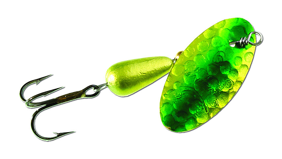 Panther Martin Hammered Regular In-Line Spinner, #6, 1/4oz, Ultraviolet Lime/Chartreuse, 6PMHMUV-HLC