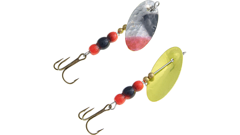 Panther Martin Two-Tone Roe Holographic Hammered In-Line Spinner, #2, 1/16oz, Flourescent Red &amp; Black, 2PMHMTTR-HFRB