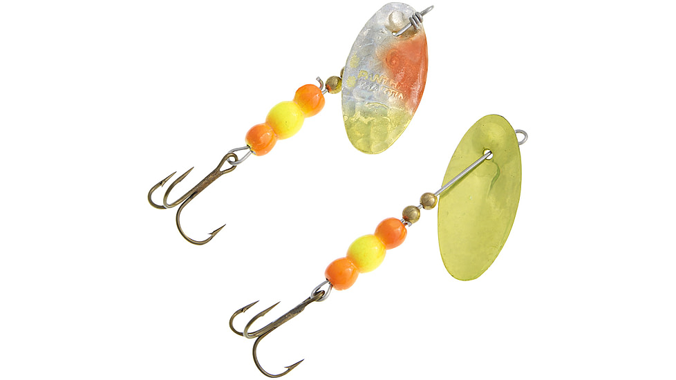 Panther Martin Two-Tone Roe Holographic Hammered In-Line Spinner, #6, 1/4oz, Chartreuse &amp; Orange, 6PMHMTTR-HCO