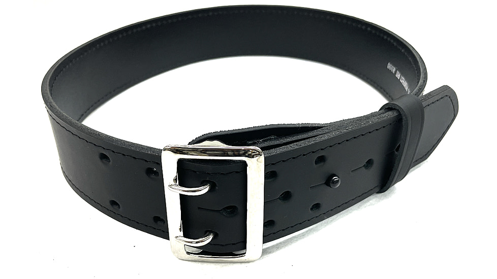 Perfect Fit 2.25in Fully Lined Sam Browne Leather Belt, Plain, Chrome Buckle, Black, 44, 8000-CH-44