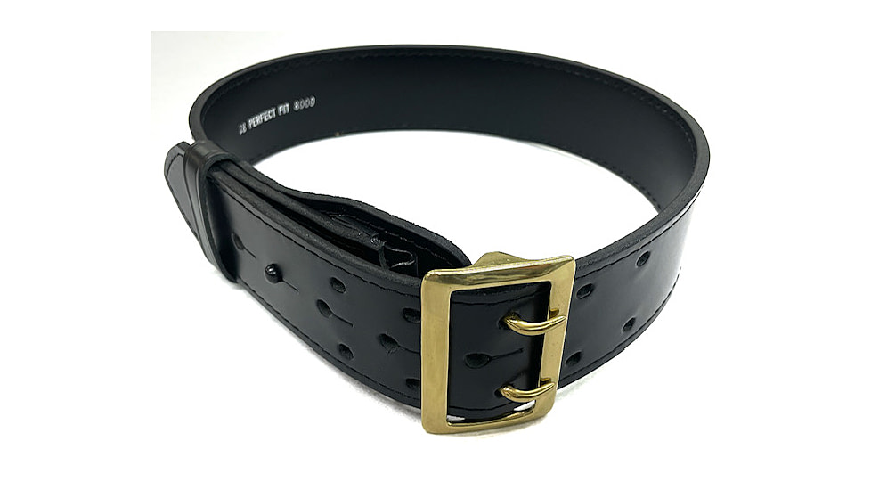 Perfect Fit 2.25in Leather Ranger Belt, Plain, Brass Buckle, Black, 30, 8002-BR-30