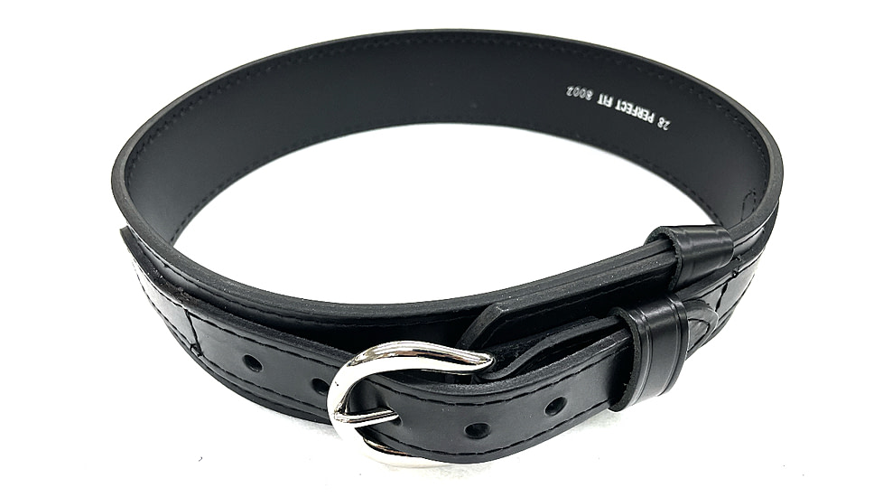 Perfect Fit 2.25in Leather Ranger Belt, Plain, Chrome Buckle, Black, 28, 8002-CH-28