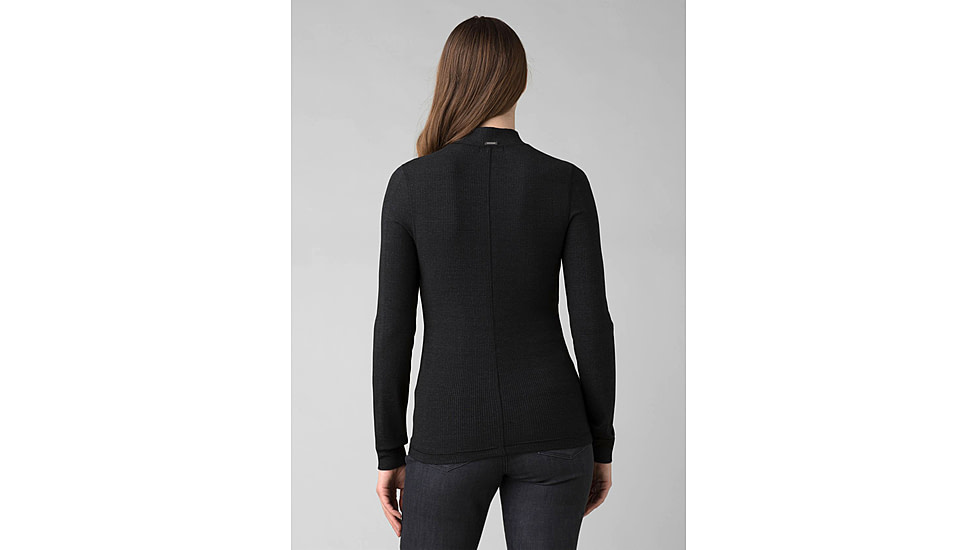 prAna Foundation Rib Mock Neck - Women's, Small, Black Heather, 1967251-001-S