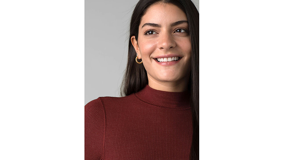 prAna Foundation Rib Mock Neck - Women's, Small, Rhubarb Heather, 1967251-600-S