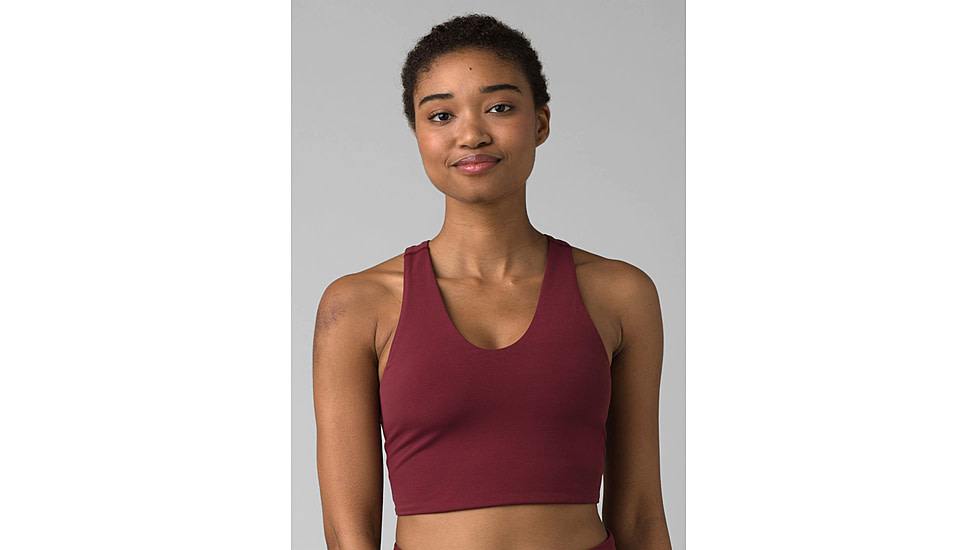prAna Momento Crop Top - Womens, Maroon/Nautical, Large, 1963231-601-L