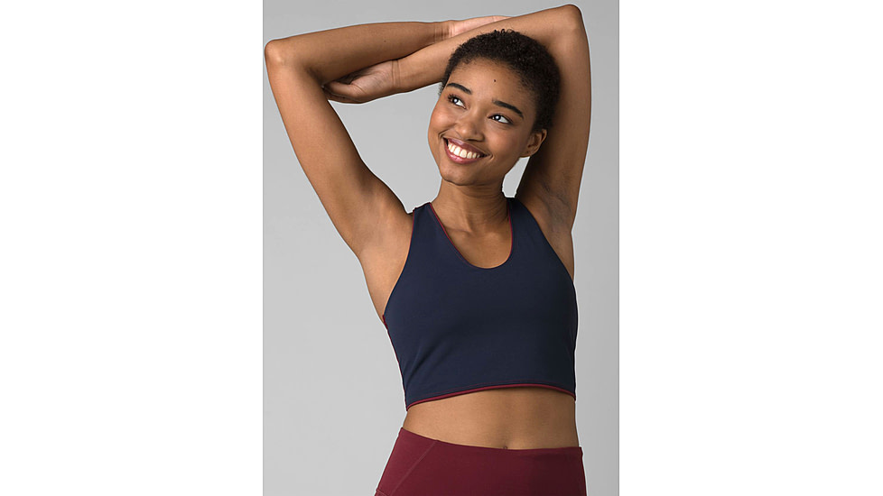 prAna Momento Crop Top - Womens, Maroon/Nautical, Large, 1963231-601-L