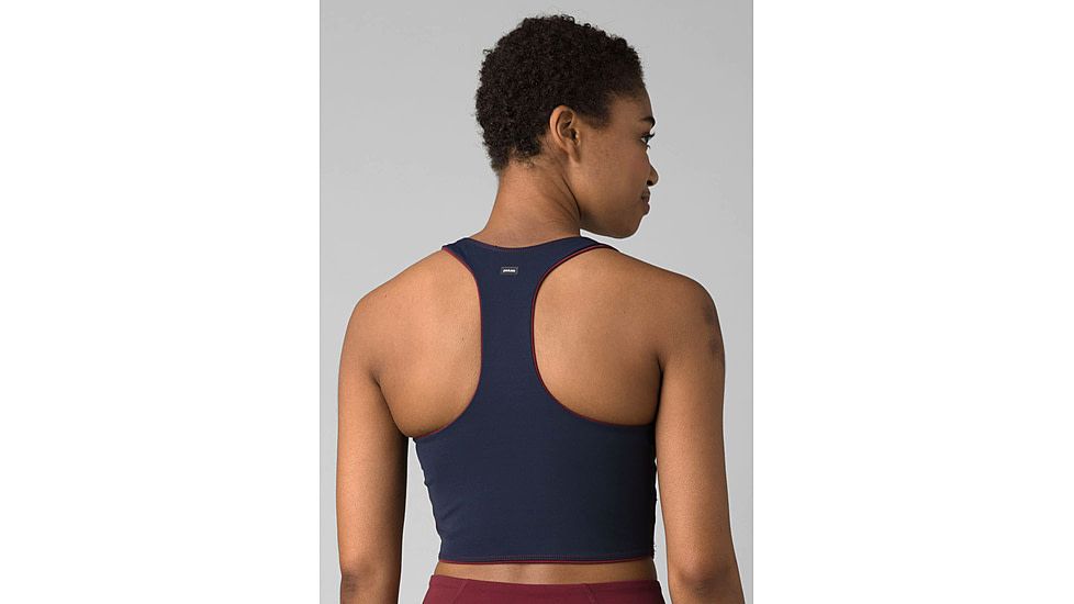 prAna Momento Crop Top - Womens, Maroon/Nautical, Large, 1963231-601-L