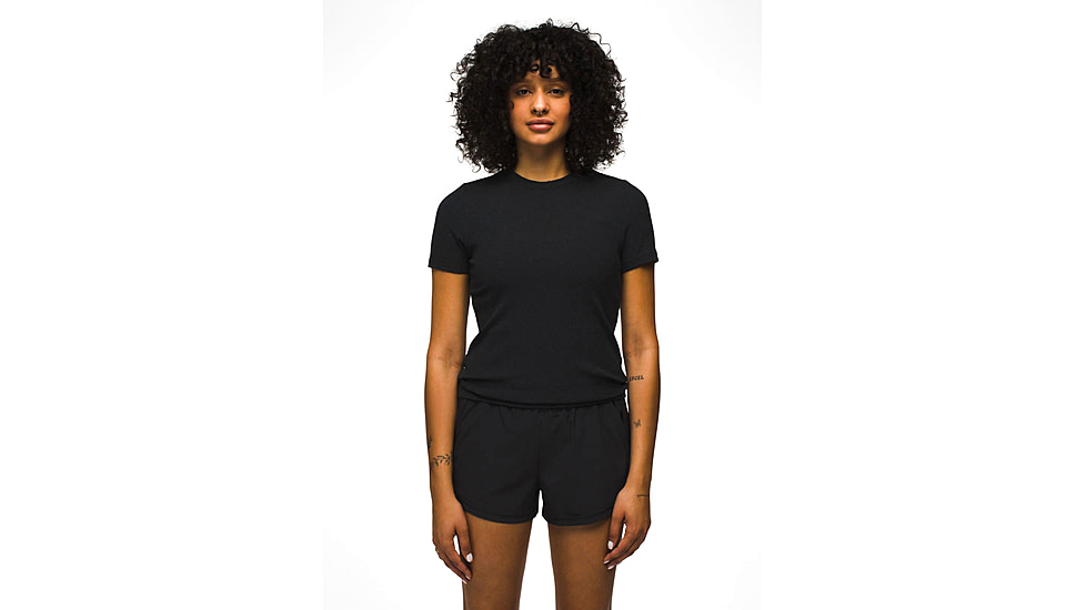 prAna Foundation Rib Tee - Womens, Black Heather, XS, 1970821-001-XS