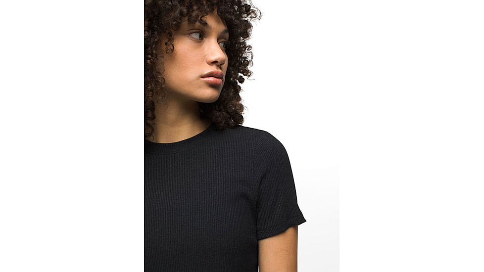 prAna Foundation Rib Tee - Womens, Black Heather, XS, 1970821-001-XS