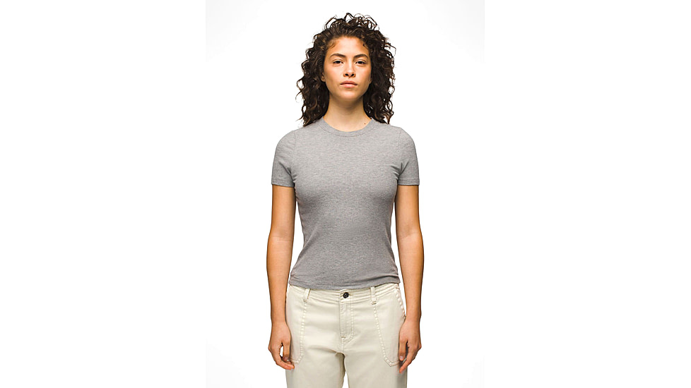 prAna Foundation Rib Tee - Womens, Heather Grey, Extra Small, 1970821-020-XS