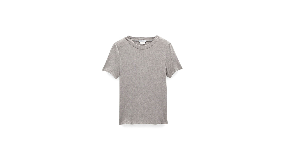 prAna Foundation Rib Tee - Womens, Heather Grey, Extra Small, 1970821-020-XS