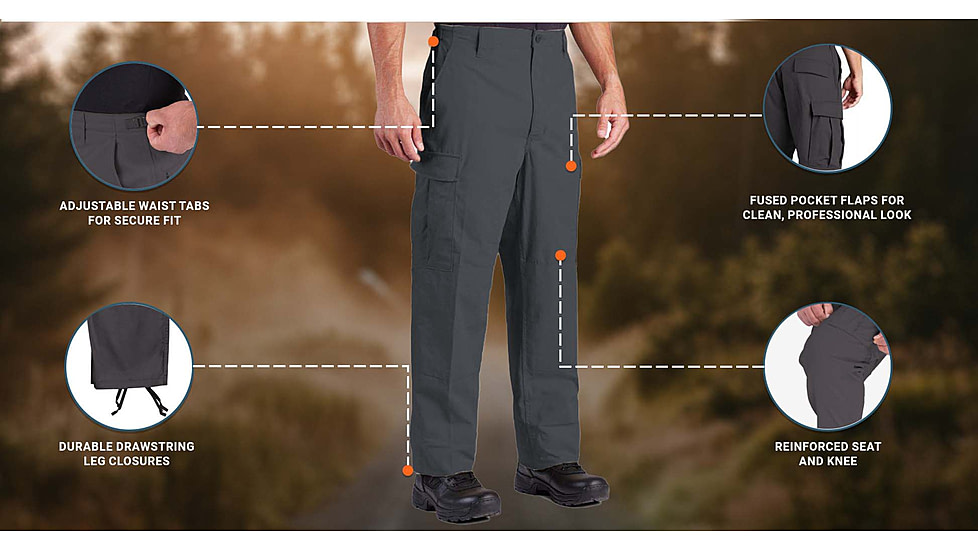 Propper BDU Zipper Fly Trouser Dark - Mens, Dark Grey, Large, Regular, F520538024L2