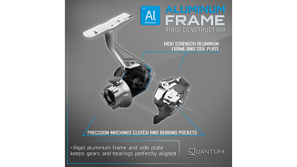 Quantum Benchmark Spinning Reel and Rod Combo, 10ft, 2-PC, Heavy, Moderate-Fast Rod, Graphite Composite Blank, SZ 8000 Reel, 5+1 Bearings, 4.7-1 Ratio, Silver/Blue, BK8000102H2040.P2