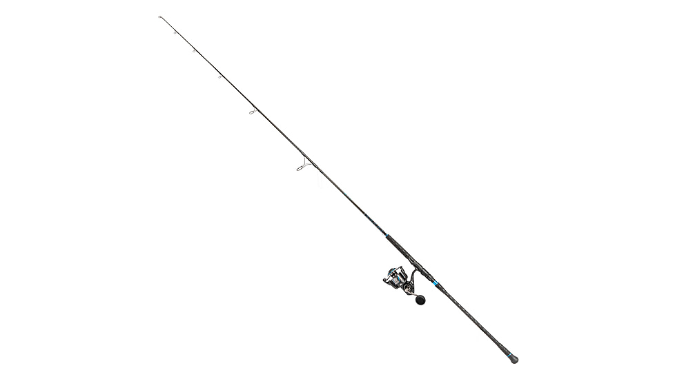 Quantum Benchmark Spinning Reel and Rod Combo, 9ft, 2-PC, Med-Heavy, Moderate-Fast Rod, Graphite Composite Blank, SZ 6000 Reel, 5+1 Bearings, 5.6-1 Ratio, Silver/Blue, BK6000902MH1530.P2