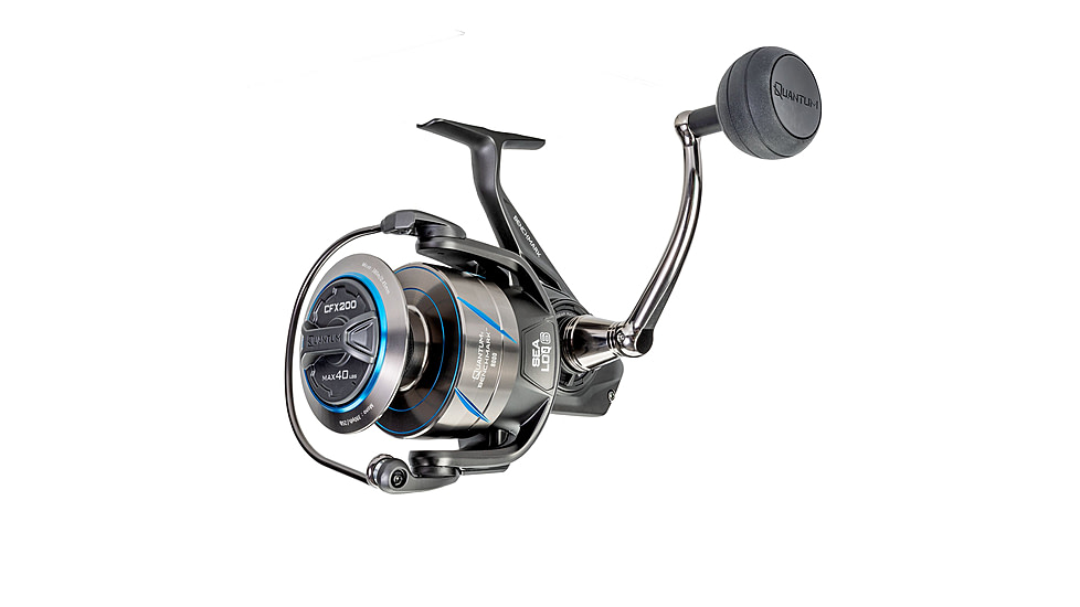 Quantum Benchmark Spinning Reel and Rod Combo, 10ft, 2-PC, Heavy, Moderate-Fast Rod, Graphite Composite Blank, SZ 8000 Reel, 5+1 Bearings, 4.7-1 Ratio, Silver/Blue, BK8000102H2040.P2