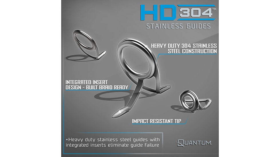 Quantum Strive Spinning Reel and Rod Combo, 7ft, 1-PC, Heavy, Moderate-Fast Rod, Graphite Composite Blank, SZ 8000 Reel, 4+1 Bearings, 4.7-1 Ratio, Silver/Blue, SV8000701H1530.P2