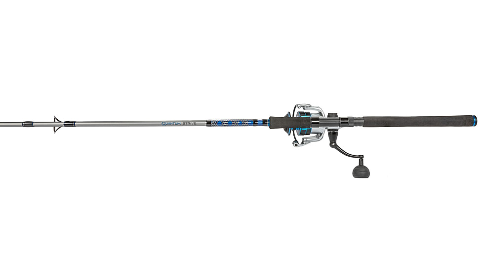 Quantum Strive Spinning Reel and Rod Combo, 7ft, 1-PC, Medium, Fast Rod, Graphite Composite Blank, SZ 5000 Reel, 4+1 Bearings, 5.6-1 Ratio, Silver/Blue, SV5000701M1220.P2