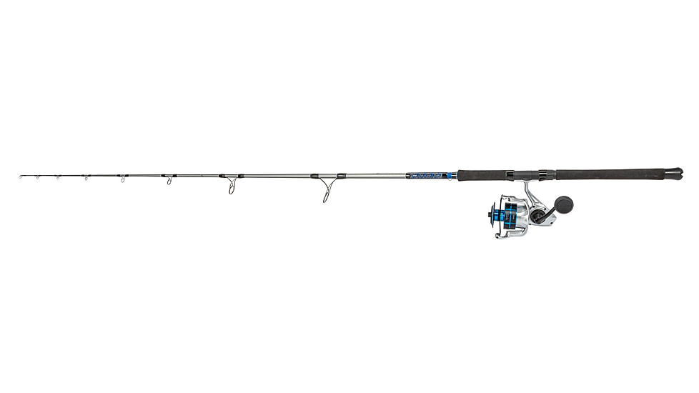 Quantum Strive Spinning Reel and Rod Combo, 7ft, 1-PC, Heavy, Moderate-Fast Rod, Graphite Composite Blank, SZ 8000 Reel, 4+1 Bearings, 4.7-1 Ratio, Silver/Blue, SV8000701H1530.P2