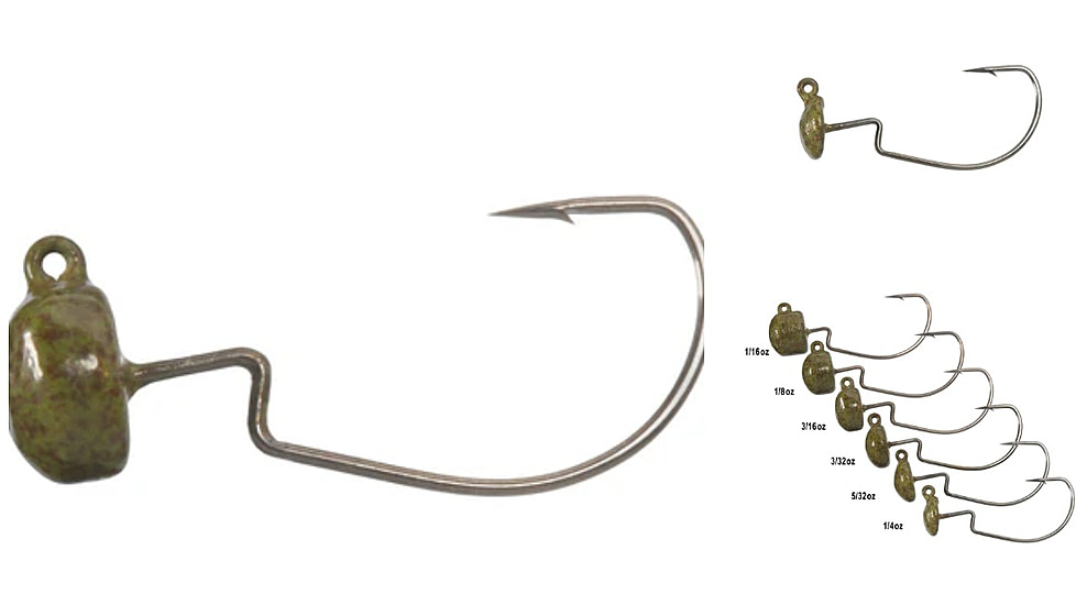 Rabid Baits Weedless Neds Victory N1 Hooks, 5/32oz, Green, WNG-532