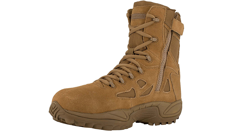 Reebok Mens Rapid Response RB Stealth 8in Boot w/Side Zipper, Coyote, 11.5, RB8850-COYOTE-11.5-MENS-W