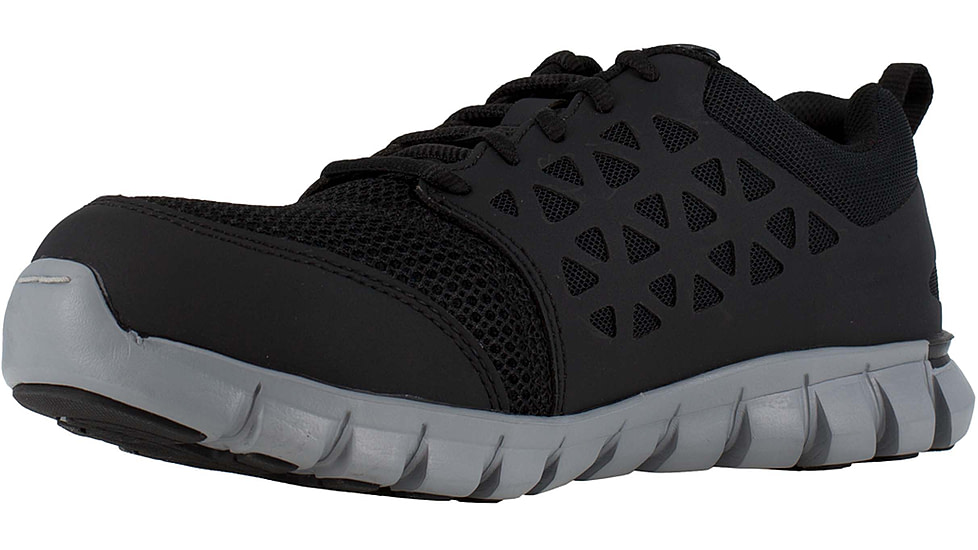 Reebok Mens Sublite Cushion Work Athletic Oxford Shoes, Black, 12, RB4041-BLACK-12-MENS-M