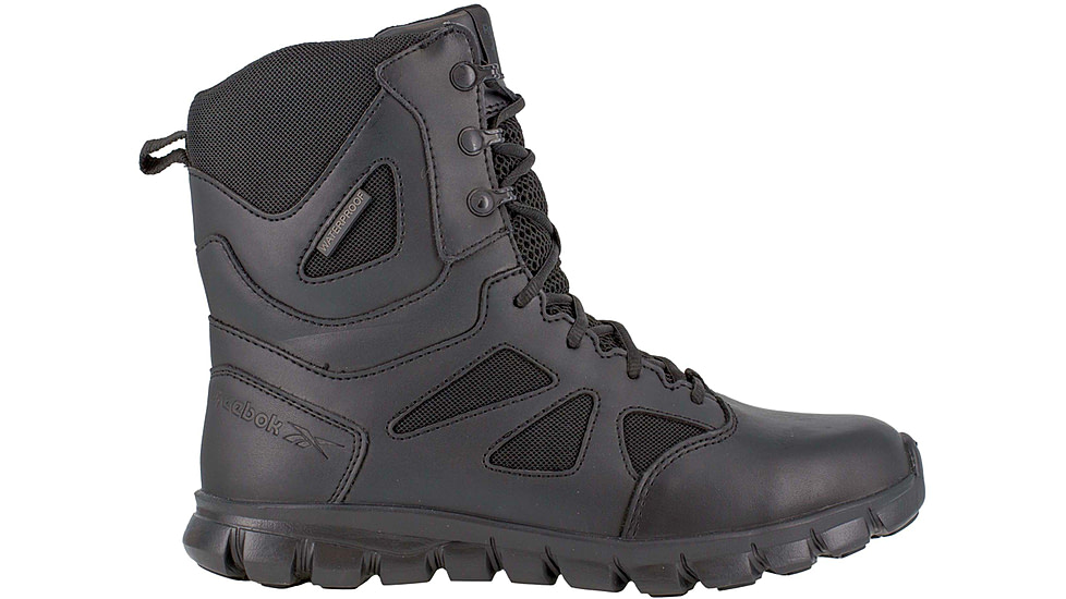 Reebok Sublite Cushion Waterproof, 8 inch Soft Toe Tactical Boot w/Side Zip - Mens, Black, 5.5W, RB8806-Black-5.5-Male-W