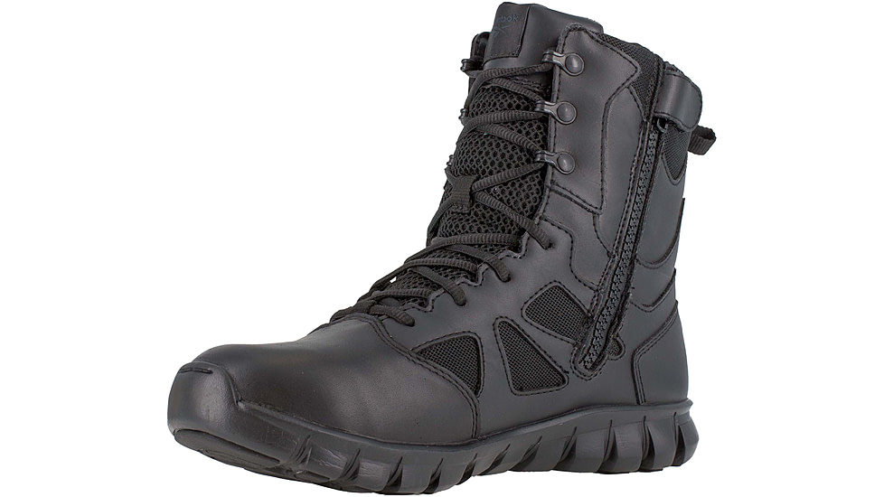 Reebok Sublite Cushion Waterproof, 8 inch Soft Toe Tactical Boot w/Side Zip - Mens, Black, 5.5W, RB8806-Black-5.5-Male-W