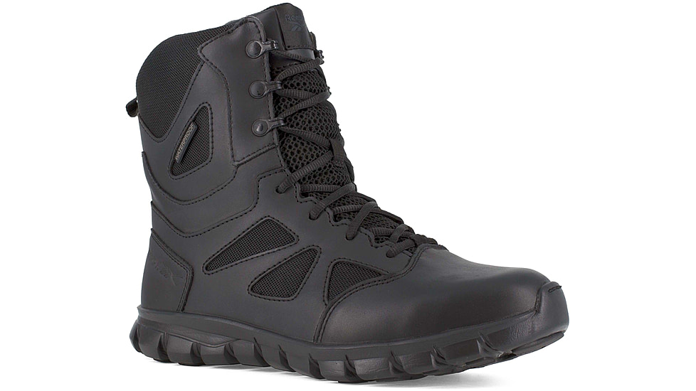 Reebok Sublite Cushion Waterproof, 8 inch Soft Toe Tactical Boot w/Side Zip - Mens, Black, 5.5W, RB8806-Black-5.5-Male-W