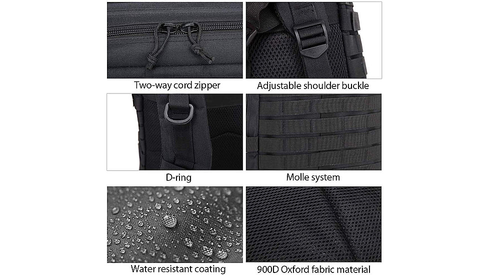 Roaring Fire 45L Tactical Backpack, Black, 19.6x11.8x11.8 inch, RF096 BK